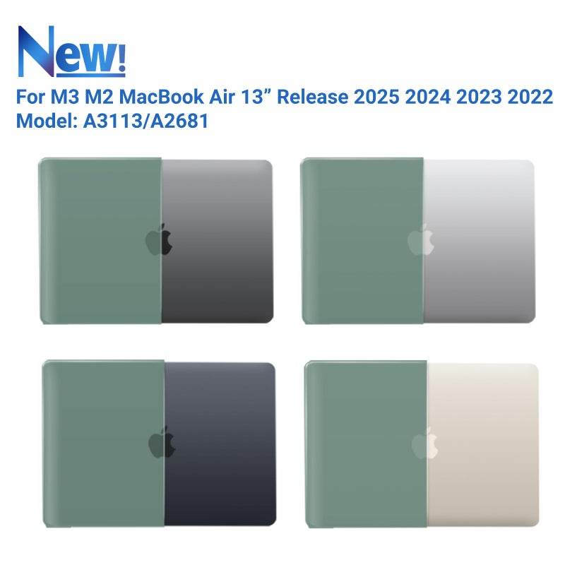 آي بينزر IBenzER متوافق مع حافظة 2025 2024 2023 2022 MacBook Air 13 بوصة M4 A3240 M3 A3113 M2 A2681 حافظة صلبة وغطاء لوحة مفاتيح وشاشة فيلم ونوع C لجهاز Mac Air 13.6 Midnight Green KK-MTGN+2TC - Image 4
